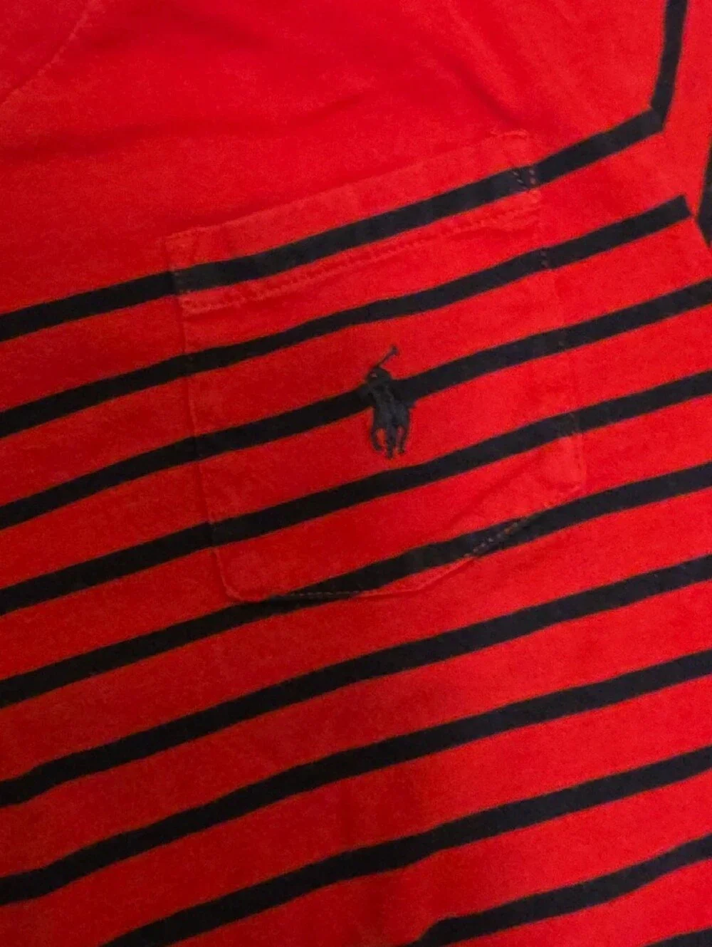 Ralph Lauren Red Tee with Navy Stripes and Polo Pony